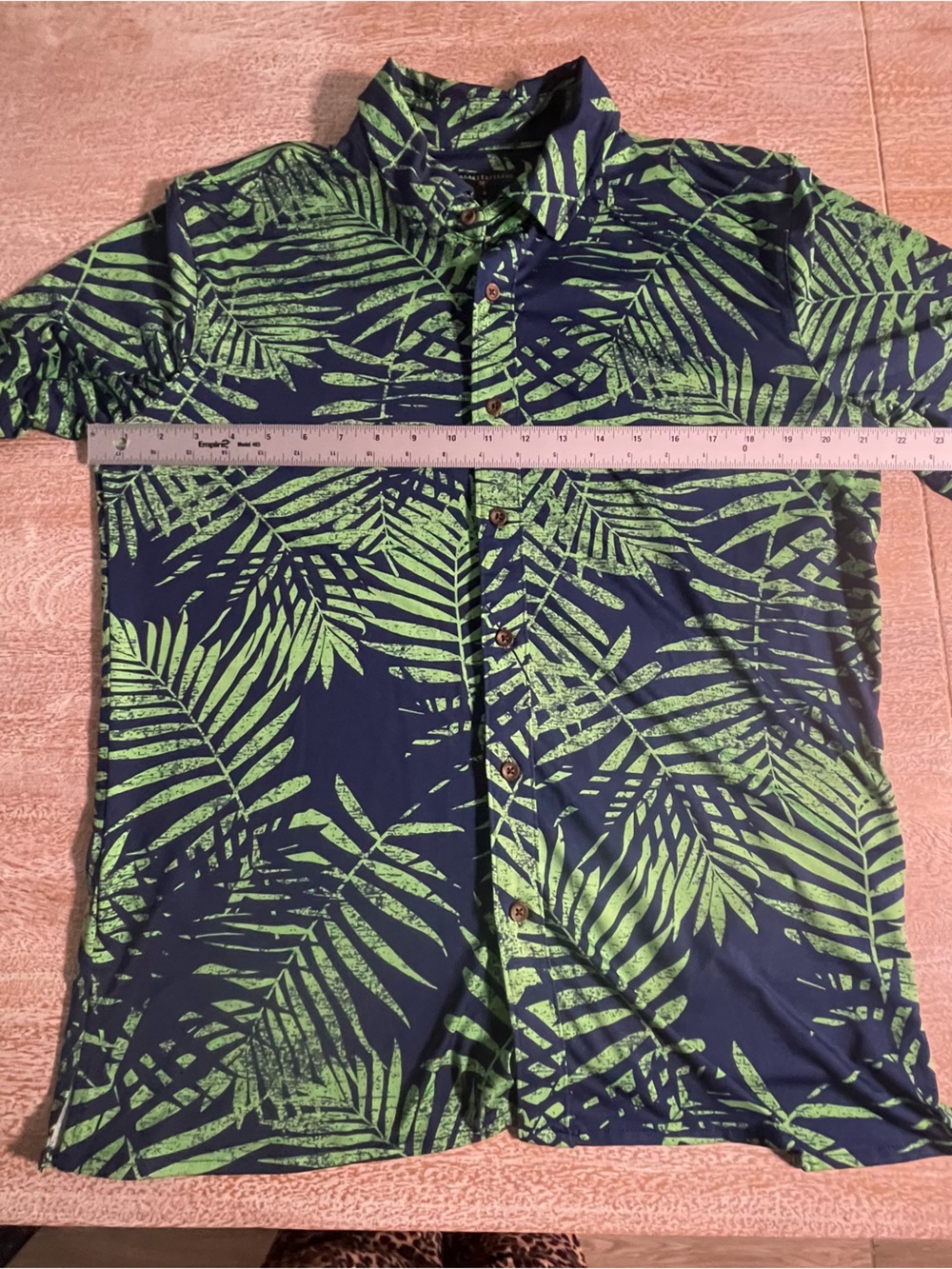 Margaritaville Men's Tropical Leaf Print Swim Shirt - Navy & Lime